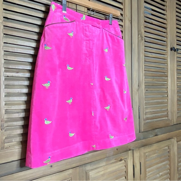 Lilly Pulitzer 90’s white label ducks on pink corduroy A-line skirt size-4 - Picture 3 of 10